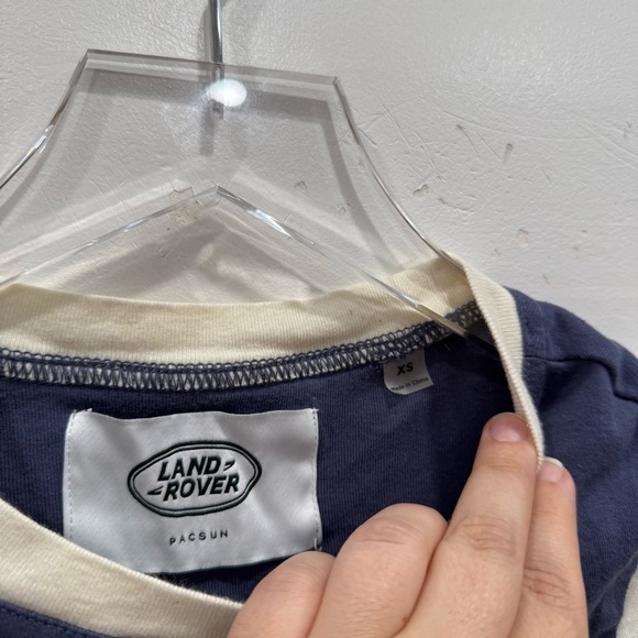 Land Rover Pacsun Baby Tee Blue Cream Crop Size CS Cotton - Picture 5 of 7